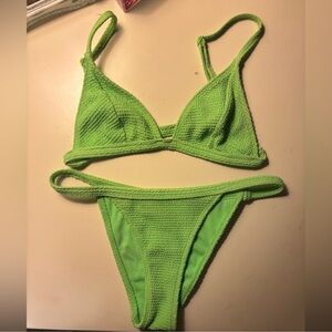 Lime Green Triangle Ribbed Texture Pacsun LA Hearts Bikini